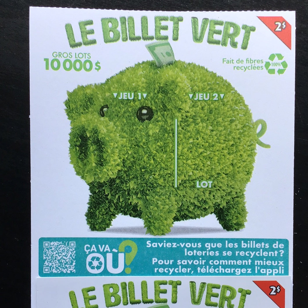 LE BILLET VERT - 2$- BILLET A GRATTER