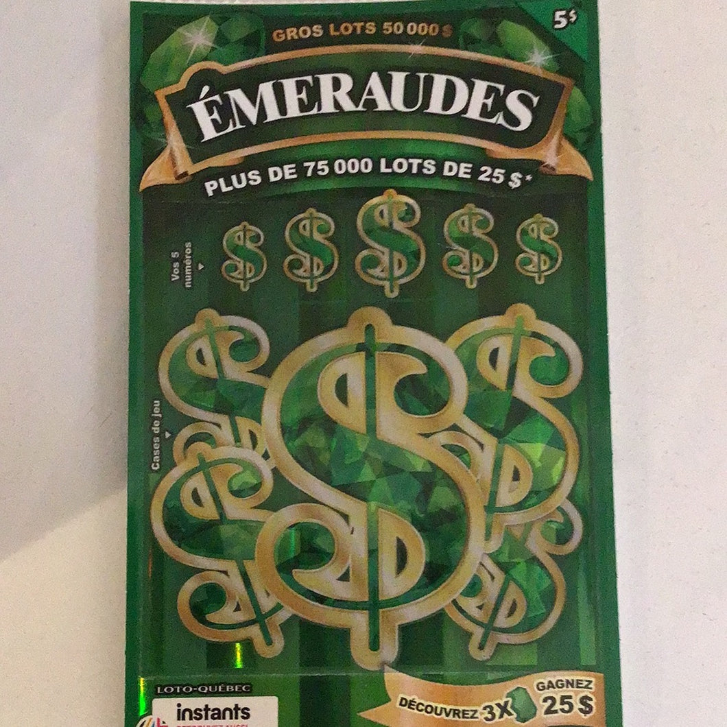 ÉMERAUDES -5$ - BILLET A GRATTER