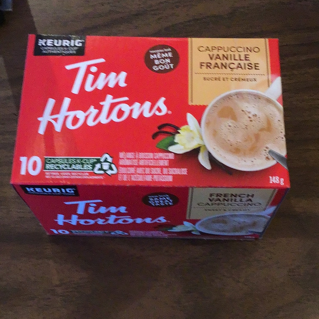TIM HORTONS-FRENCH VANILLA- VANILLE FRANÇAISE-12 CAPSULES RECYCLABLES - KEURIG 126G